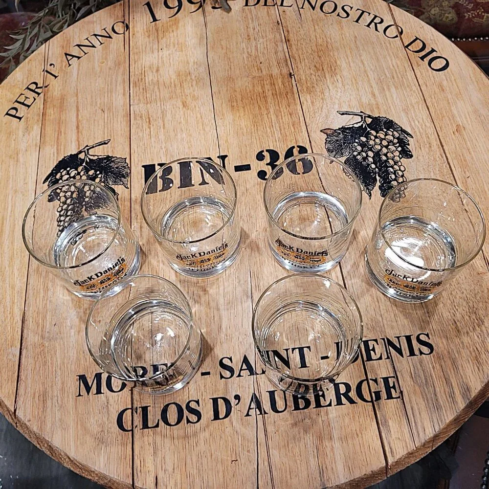 Set of 6 Vintage JACK DANIELS Whiskey Bar Glasses